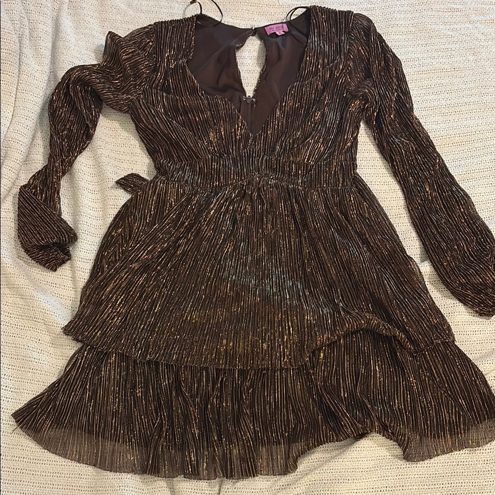 Miami Brown and Gold Mini Dress